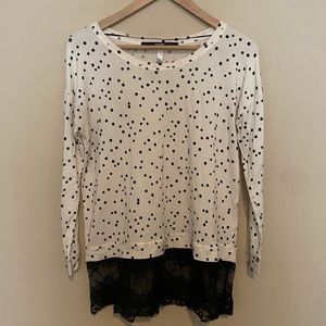 Kensie Knit Top with Lace Hem